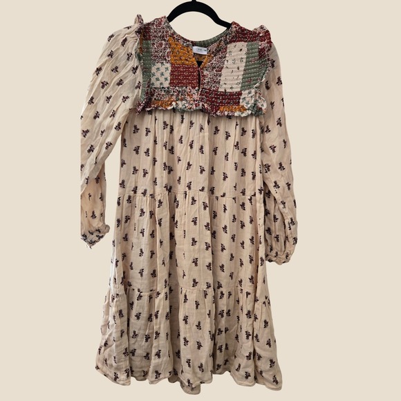 Zara Other - Zara Girls Floral Patchwork Tiered Dress Cream Boho Quilted Yoke Size11-12 152cm